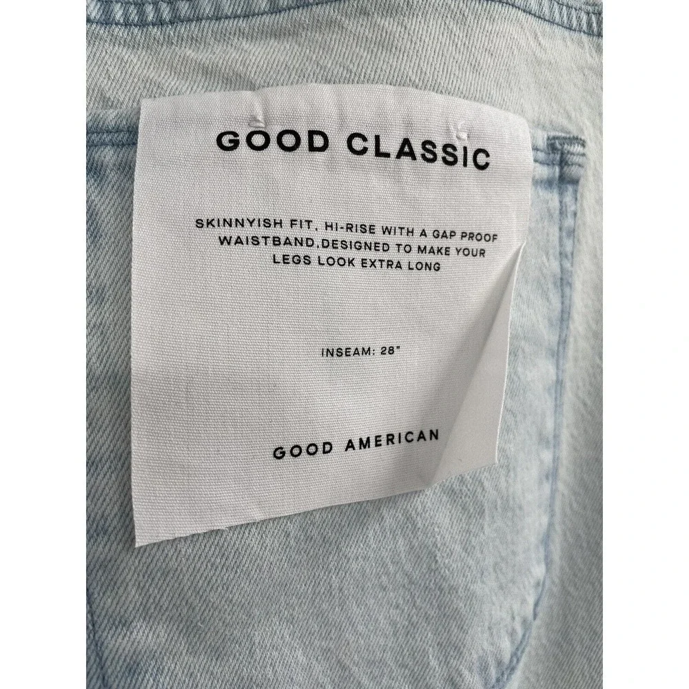 Good American Good Classic Side Slit Hi Rise Light Wash Jeans Size 18 $169
